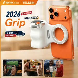 TELESIN Upgraded Magnetic Phone Grip with USB-C Rechargeable Remote, 3KG Strong Magnet Camera Handle for Outdoor Sports Soccer Season, Vlogging, Steady Shots for iPhone, Android,Samsung