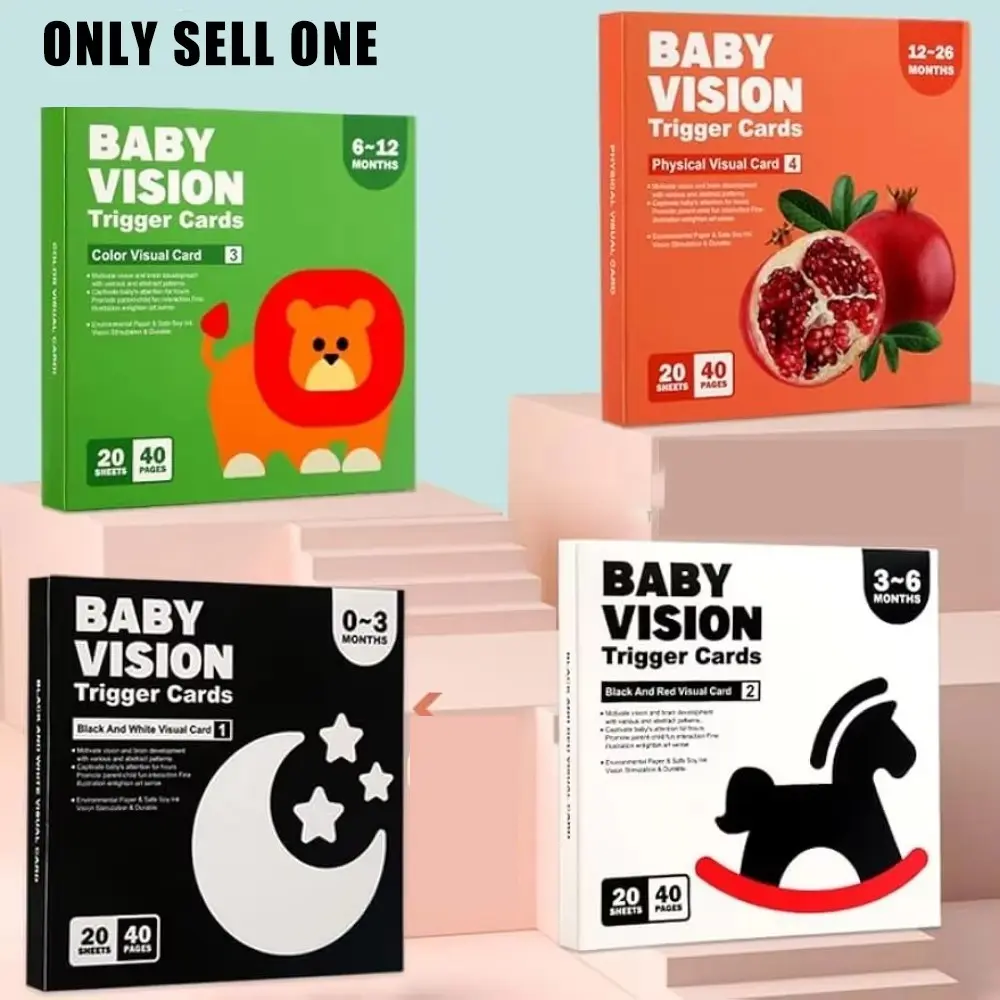 Montessori 0-12Month Baby Vision Cards Black and White Flash Card High Contrast Stimulate Newborn Visual Early Learning Kids Toy Visual Stimulation Cards