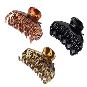 DEEKA 3 PCS 2.5 Inch Tortoise Shell Hair Claw Clips Double Row Teeth Plastic Hair Jaw Clips Hair Barrettes Thick Medium Thin Hair Clips for Women deeka