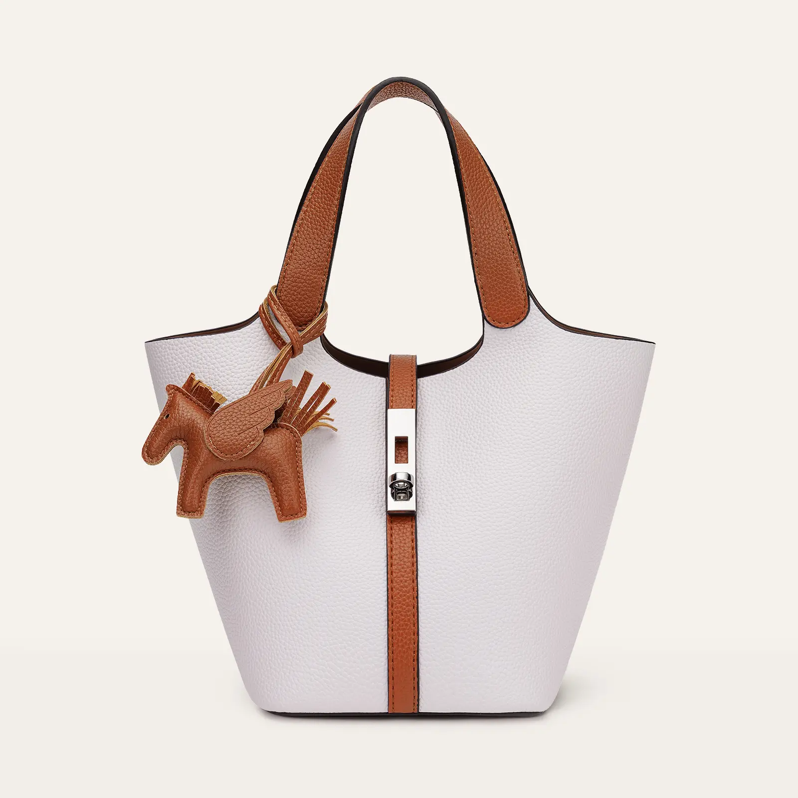 White with yellow and brown