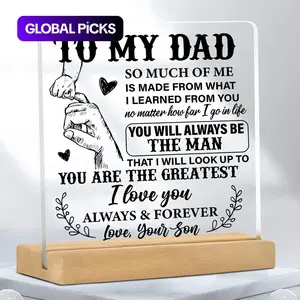 To My Dad Letter-Patterned Acrylic Ornament, Creative Desktop Decoration, Acrylic Plaque Sign for Home & Office, Wooden Home Sign, Desk Decoration Ideal for Dad Gifts #GLOBAL PICKS