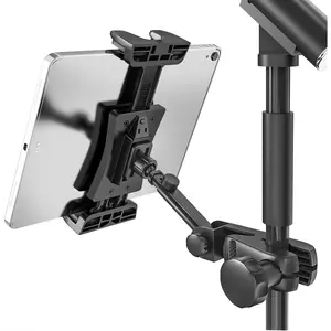 Tablet Holder for Microphone Stand, Mic Music Stand Tablet Holder for iPad, Smartphone Tablet Mic Stand Mount for Shee Music Fits Devices from Screen Size 4.7 to 12.9 Inches Accessories Cellphone