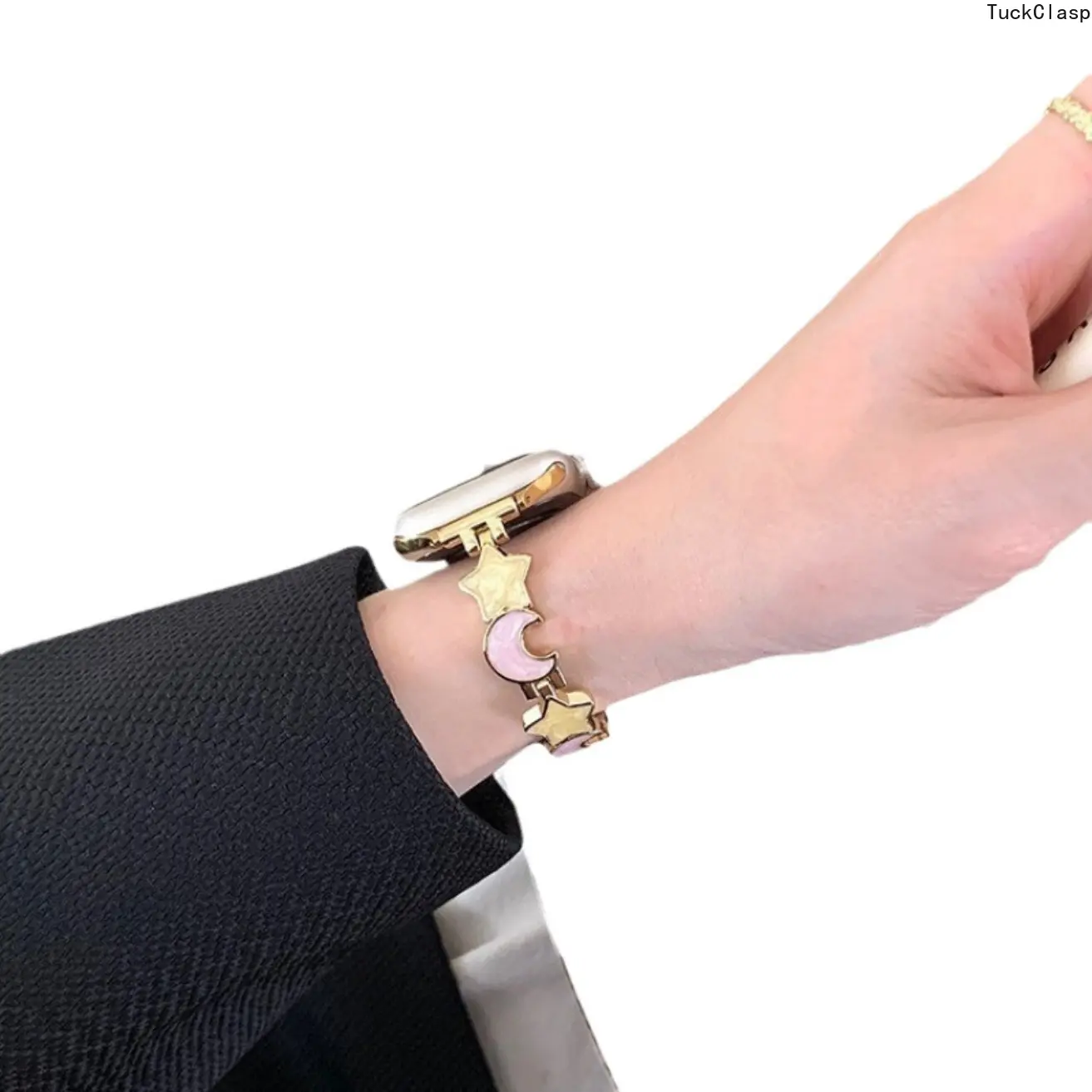 2026 New Slim Star Quicksand Zirconia Band for Apple Watch S10 S9 S8, Luxury Bling Metal Strap for Women
