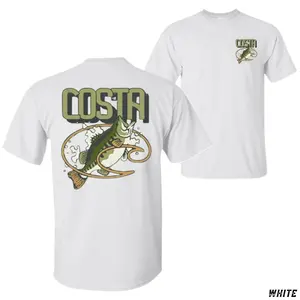 Costa "Jumping Bass" Fishing T-Shirt, Outdoor Angler Lifestyle Graphic Tee, Soft Cotton Blend Apparel for Men & Women, Ideal Gift for Bass Fishing Enthusiasts
