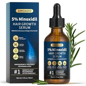 5% Minoxidil Hair Growth Serum for Men & Women, Hair Regrowth, Thicker Fuller Hair, Beard Growth, Thinning Hair Treatment, Biotin & Rosemary Oil, Scalp Care, Hair Loss Solution, Hair Thickening Drops, Pattern Baldness, Natural Hair Growth