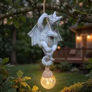 Solar Climb Dragon Lamp with Cracked Ball, Gothic Myth Guardian Sculpture, Creative Outdoor Garden Decor, Unique Festival Gift