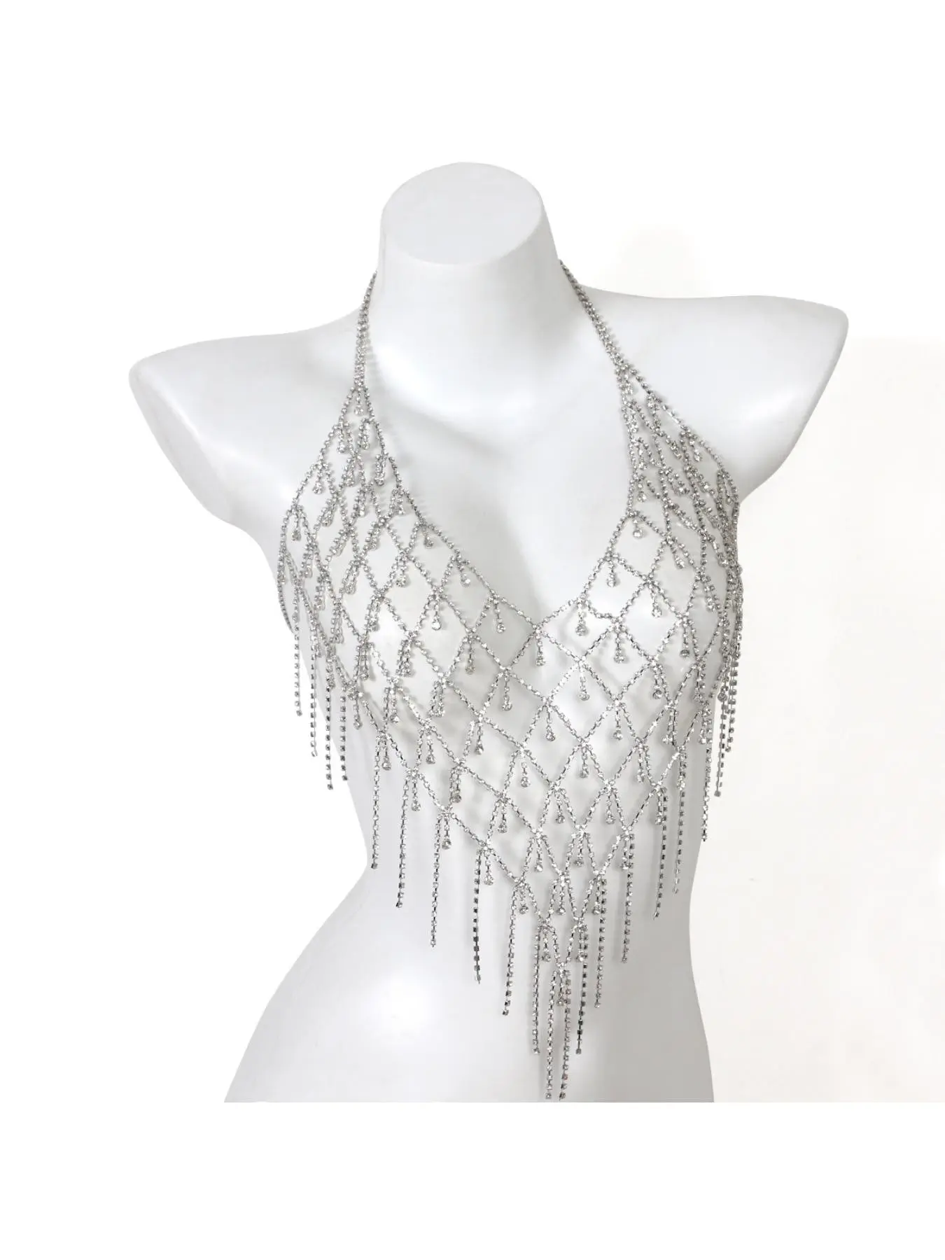 Luxurious, Heavy-Duty, Full-Rhinestone Sparkling Geometric Chest Chain – High-End, Fashionable, Retro-Inspired Western-Style Body Chain Accessory for Women, Maximalist Jewelry, Vintage Body Jewelry, Jewellery