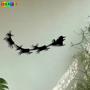1pc Santa Sleigh with Reindeer Metal Wall Art, Christmas Reindeer Statue Mural, Intricate Craftsmanship, Perfect for Christmas, New Year Decor, Perfect for Living Room Porch Wall Christmas Party Venue Decor, Ideal Gift for Holiday Decor Enthusiasts.