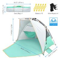 3-4 Person Spring-Open Tent Mint Green