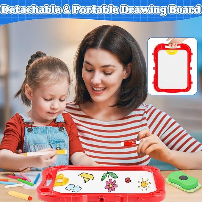 【New Easel】Easel for Kids,Toddler Toys for Ages 2-4, Double-Sided Magnetic Kids Art Easel for 2 Year Old Boy Birthday Gift,Toys for 3 Year Old Boy Dry Erase Boards,Drawing Boadrs for 2 3 4 5 Years Old Girl Gift