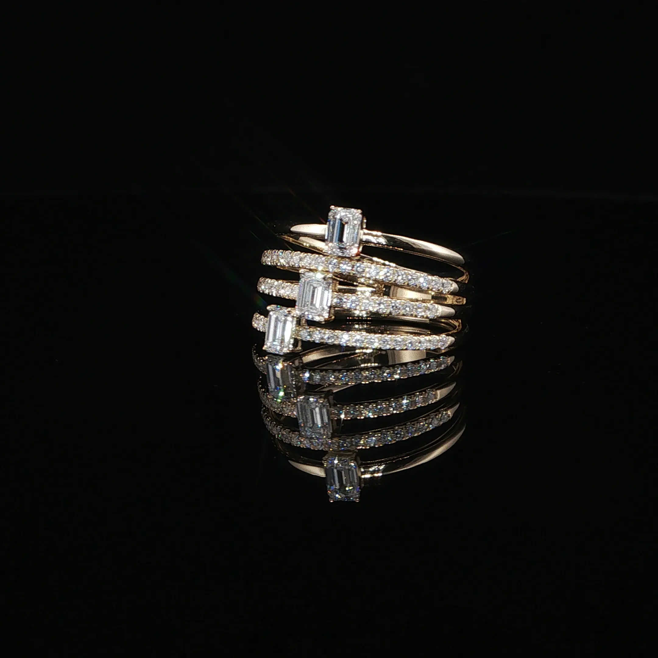 Yellow Gold Multi-Band Diamond Stackable Ring – 1.10 CTW E VS1 | IRG0549