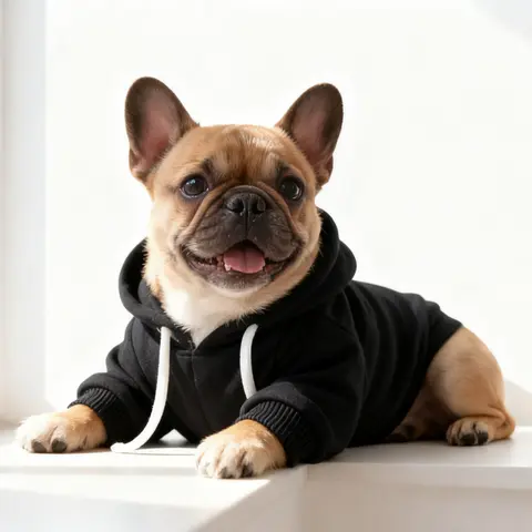100% Cotton Dog Sweater Hoodie - Puppy Clothing, Runs Small (Size Up), Adjustable Hood, Concealed Leash Buckle Pocket for Treats, Lightweight Plain 1-Piece, Moisture-Wicking, Full Leg Freedom, Half-Can Light, for Leisurely Walks, Local Pet Shipping