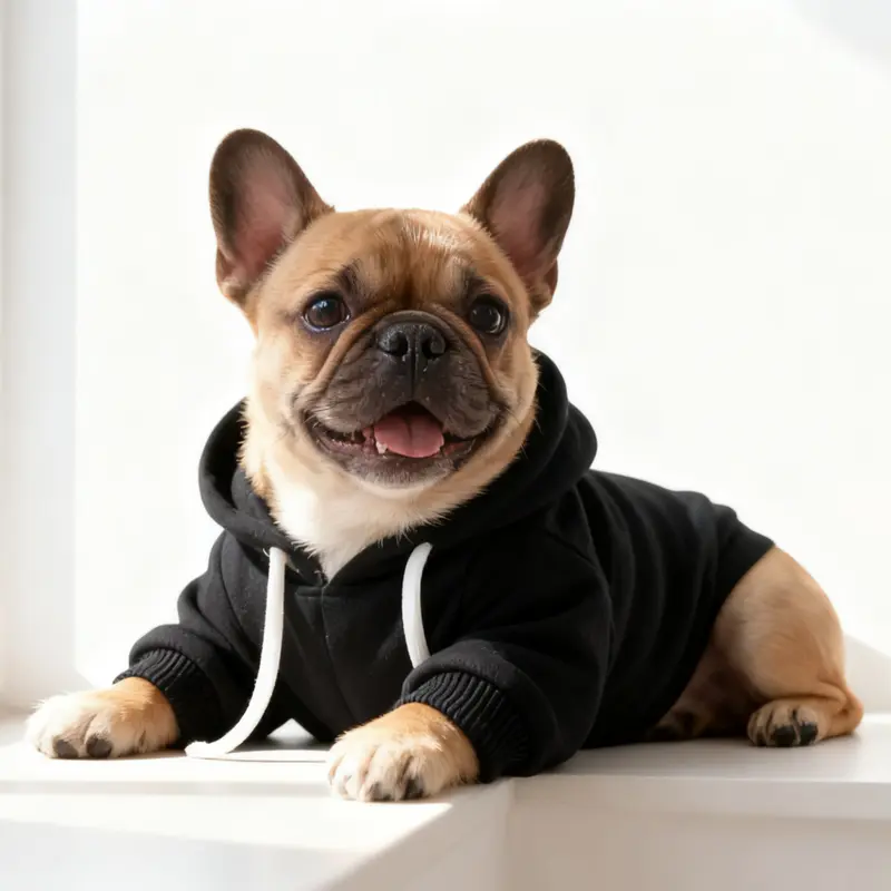 100% Cotton Dog Sweater Hoodie - Puppy Clothing, Runs Small (Size Up), Adjustable Hood, Concealed Leash Buckle Pocket for Treats, Lightweight Plain 1-Piece, Moisture-Wicking, Full Leg Freedom, Half-Can Light, for Leisurely Walks, Local Pet Shipping