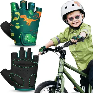 F-HBL12  Kids Bike Gloves for Age 2-9, Fingerless Gloves Kids with Protective Cushion, Adjustable Workout Glove for Cycling Fishing Scooter