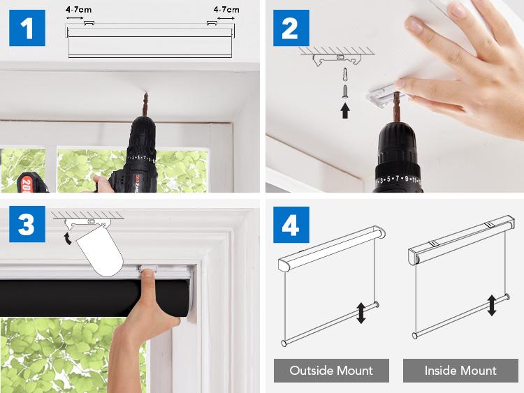 Deconovo 100% Blackout Roller Shades, Window Shades for Indoor Windows, Waterproof, Easy Install