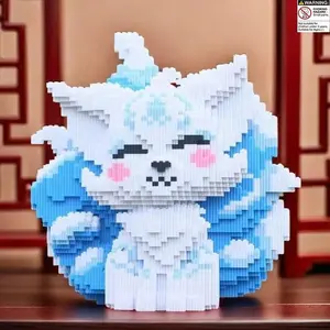 1000pcs Rainbow Nine-Tailed Fox 3D Puzzle Blocks, Creative Room Decor, Cute Animal Assembly Model, Kids Educational Toy Set