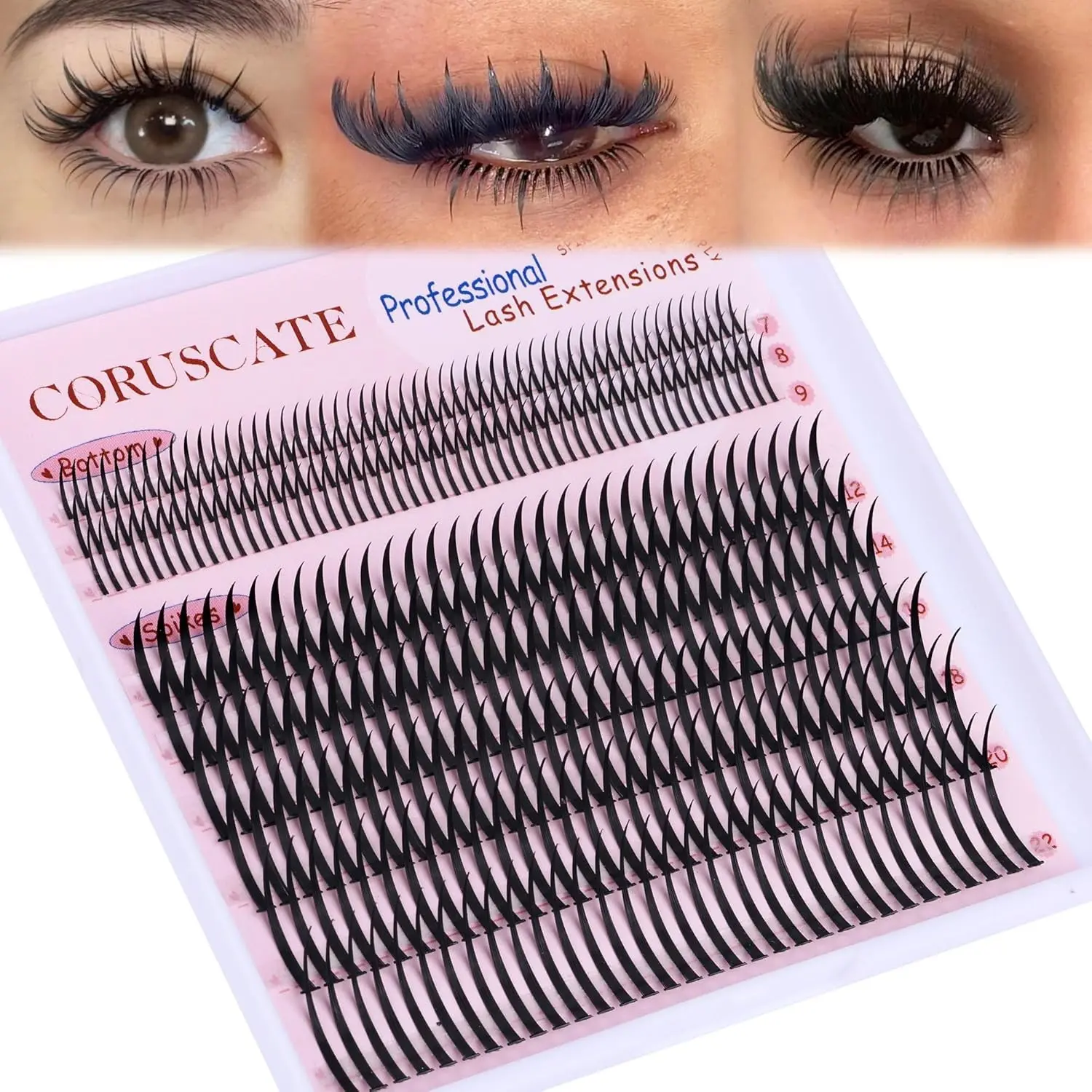 328 Cluster False Eyelashes with Pointed Tips, Ultra-Long 12–22 mm Fluffy D-Curl Volume Lashes Clusters, Professional Multi-Eye-Style DIY Lash Extensions, Cosmetic Lash Extensions, Makeup