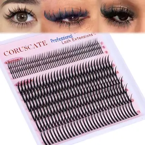 328 Cluster False Eyelashes with Pointed Tips, Ultra Long 12-22mm, Fluffy D Curl, Professional Multi-Eye Style, DIY Lash Extensions, Cosmetic Lash Extensions, Makeup, Volume Lashes