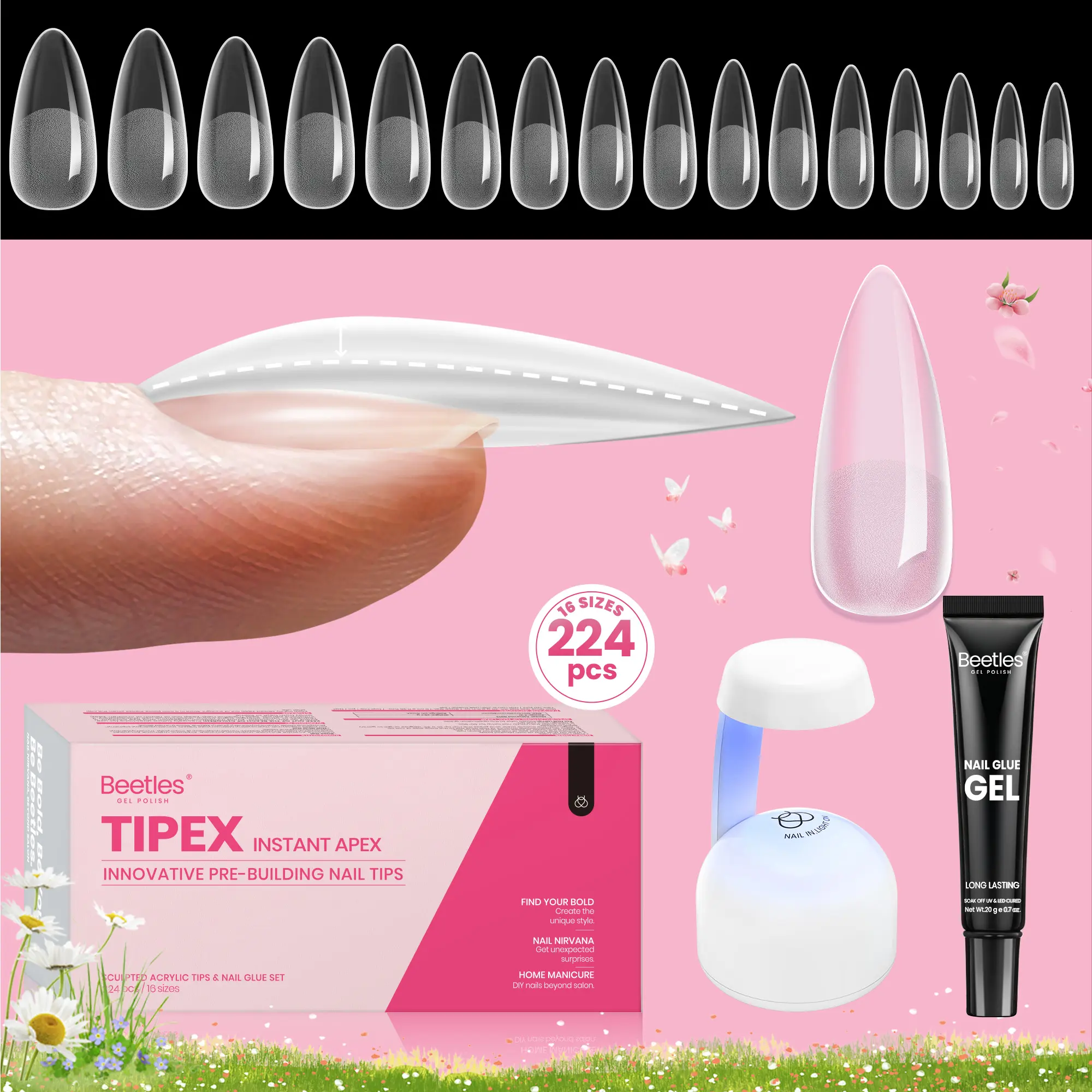 Medium Stiletto 16Sizes 224Pcs(Kit)