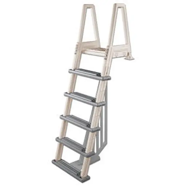 Confer Plastics 6000X Gray Above Ground Pool Ladder - 6 Steps, 18 in Wide, High-Impact Vinyl Resin, Anti-Entrapment Barrier, Prevents Behind-Ladder Access, Above Ground Pool Ladders