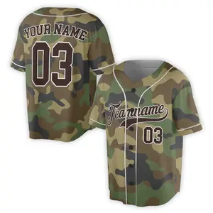 Personalize Name, Number and Team Name Camo Brown Salute Baseball Sports Fan Gift Kid Youth Adult Baseball Jersey Shirt Size S-5XL