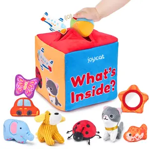 JoyCat Baby Toys, Surprise Mystery Soft Box with 10 Sensory Objects, Rattle, Crinkle Paper, Mirror, Soft Busy Toys, Stuffed Sensory Toys, Christmas Gift for Boys & Girls
