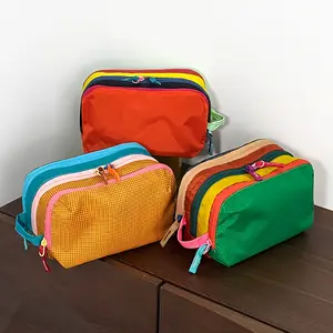 [Serotonin Cosmetic Bag] Serotonin Color Cosmetic Bag |   Portable & Organized Storage with Three Zippered Compartments for Makeup, Toiletries & Small Items