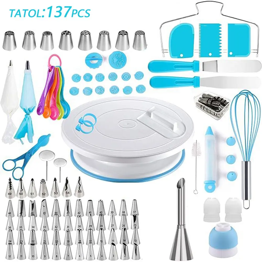 137-Piece Cake Decorating Tool Set, Complete Baking Supplies Kit, Essential Baking Accessories, Cake Decoration Supplies, Professional and Home Use