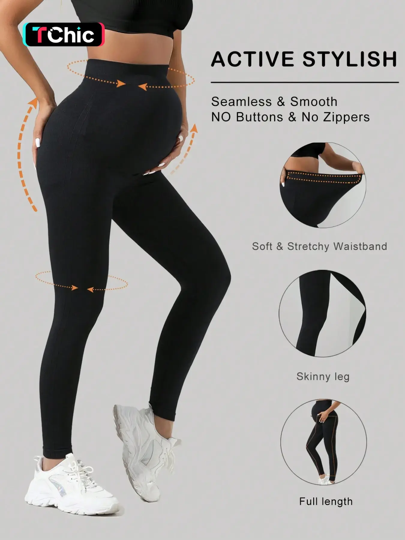 Women's Maternity High-Waist Slim-Fit Leggings, Comfortable Quick-Dry Pregnancy Pants, Fashionable Daily Wear for Active Moms, Summer Maternity Clothes