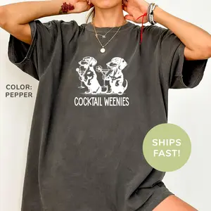 Comfort Colors Cocktail Weenies Shirt, Funny Dachshund Shirt, Dog Lover Shirt, Doxie Mom Shirt, Wiener Dog Shirt, Dog Mom Gifts