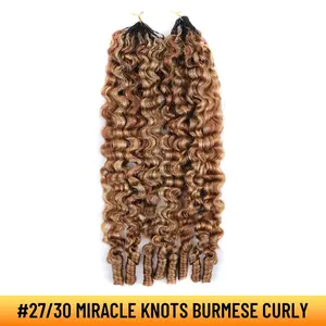 YGwigs Mixed Color Miracle Knots Burmese Curly with Spiral Curls Feather Crochet Human Hair – Full Volume Natural Finish, Soft Lightweight