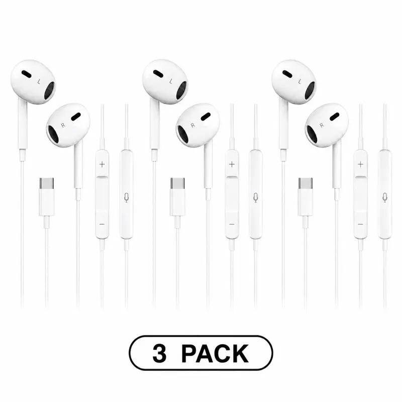 3-Pack USB C Headphones for iPhone 17/16/15 Pro Max Plus Type C Earbuds with Microphone & Remote Noise Cancelling Earphones for iPhone 17/16/15 Pro iPad,Galaxy S25/S24/S23/S22/S21/S20/Ultra Note 10/20 MFi Certified Wired iPhone usb-c - headphone manufactu