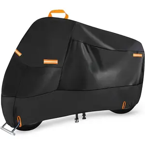 300D Heavy Duty  Cover,   Season Outdoor Protection with 4 Reflective Strips & Lock Holes, Fits  Cruisers, Touring Bikes and Scooters up to 86"