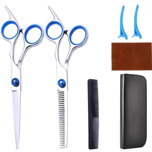 Professional Hair Cutting Scissors Set, 6 Inch Textured & Thinning Shears, Right Hand Use, Stainless Steel, Includes Storage Bag, Barber Haircut Kit