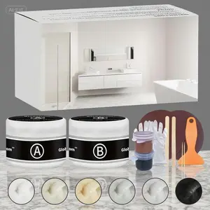 White Porcelain & Acrylic Surface Repair Kit for Cracks Chips Dents – 3.7oz Multi-Purpose Fix Solution – Waterproof Durable Sealer – Color Match Almond/Biscuit/Bone – Easy DIY Application Kit