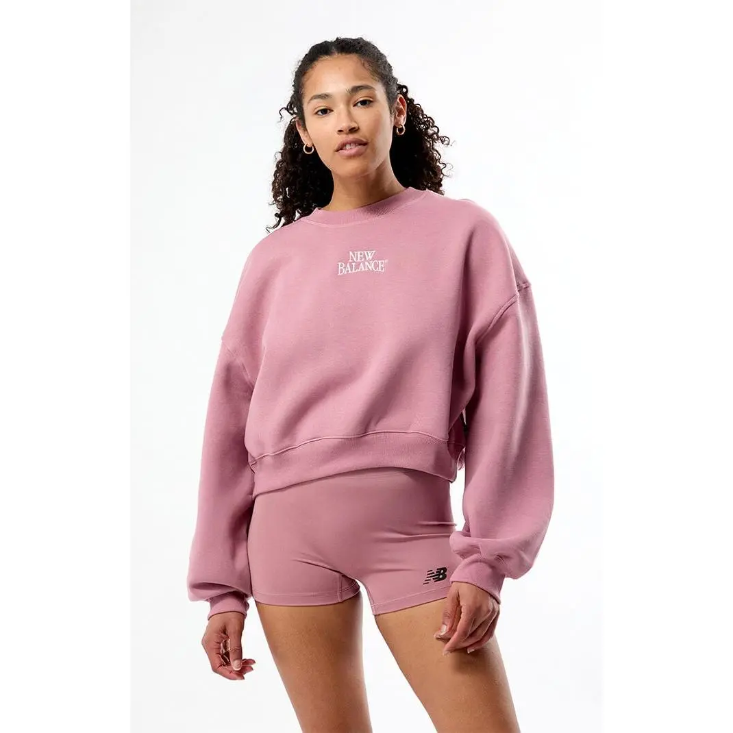 New Balance Women's Linear Heritage Fleece Crew Neck Sweatshirt