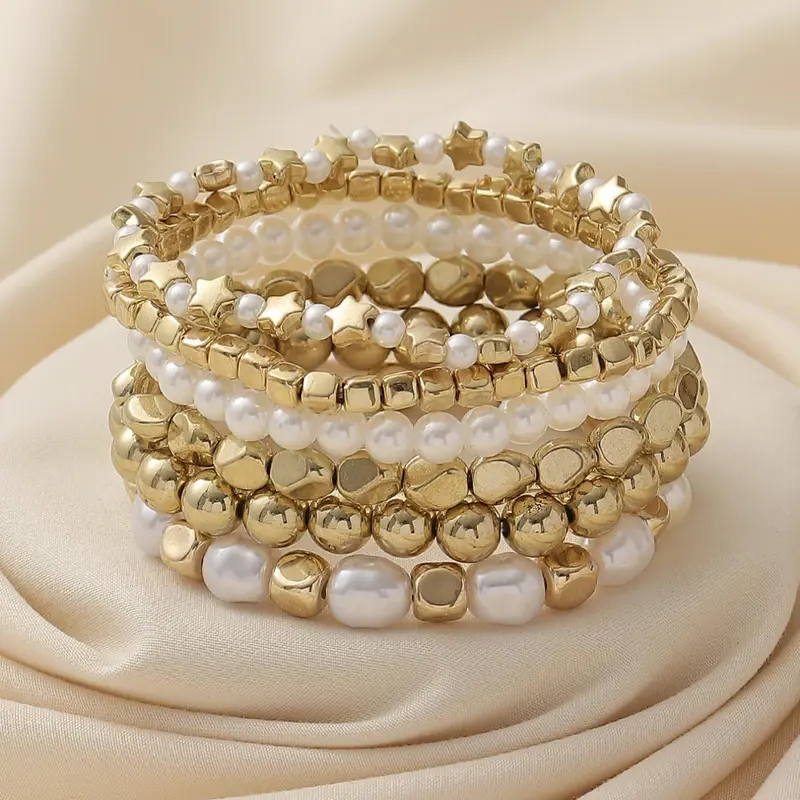 Women's Elegant Faux Pearl Decorated Beaded Bracelets, Hand Chain, Trendy Exquisite Bracelet, Fashionable Jewelry As Birthday Gift for Girlfriend, Pretty Bracelet, Beautiful Bracelets