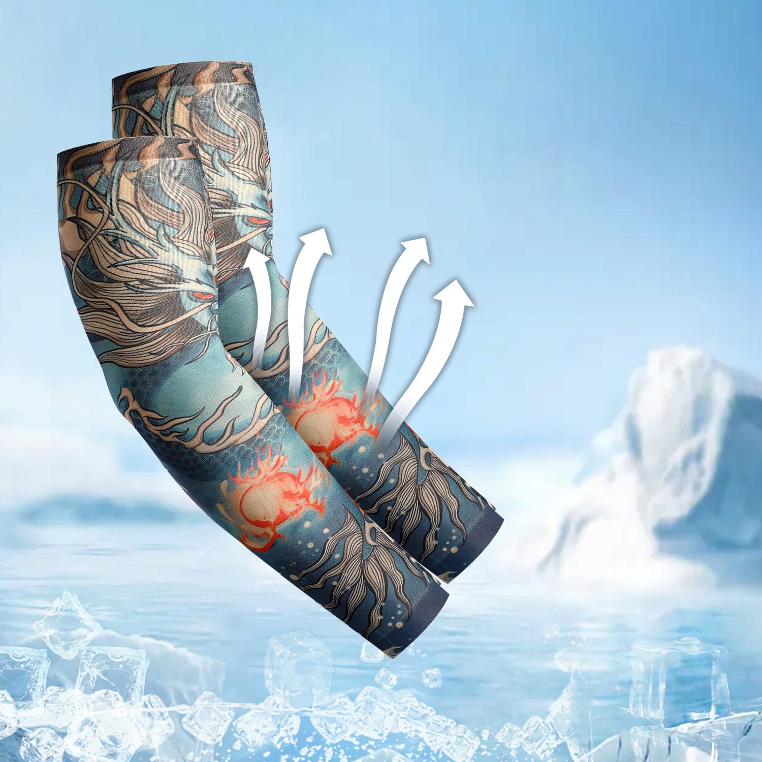 3 Pairs Per Pack Elastic Cooling Arm Sleeves with Stylish Tattoo Pattern, Effective UV Sun Protection, Breathable & Comfortable for Outdoor Activities, Cycling, Driving & Sports
