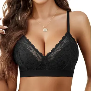 Avidlove Lace Racerback Bralettes for Women Lightweight No Padded Unlined Bralette Comfy Floral Crop Top Adjustable Straps Y2K Essential