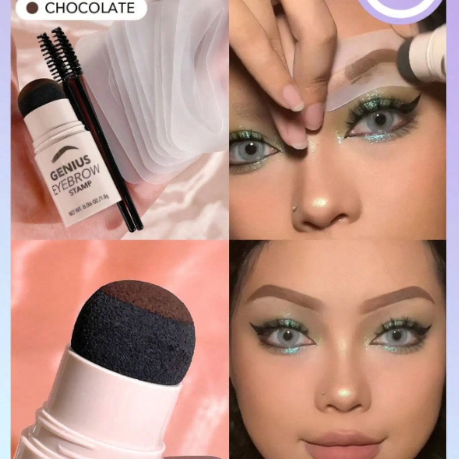 SHEGLAM Genius Eyebrow Stamp-Taupe Natural Eyebrow Powder Easy To Use One Step Eyebrow Shaping Kit Eyebrow Stencil Kit Eye Make Up Black Friday Sale Eyebrow Defining