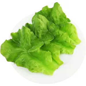 5pcs Fake Lettuce Leaves Artificial Vegetables Simulation Plastic Lifelike for Home Kitchen Party Pub Decoration Cabinet Ornament Table Display Supermarket Photography