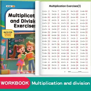 48 Page Multiplication and Division Practice Book for 9 Year Olds, Durable Paper Arithmetic Workbook, Handwriting Practice, School Supplies, Learning Materials, Learning Tools