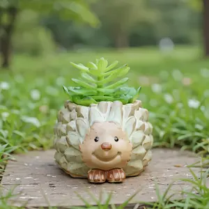 Hedgehog Ceramic Garden Planter - Outdoor Decor Ornament for Patio & Yard, Perfect for Succulents & Small Plants