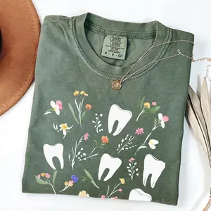 Comfort colors Floral Dental Shirt for dentist, dental hygienist, dental gifts, dental t shirt gift, dental assistant, teeth, dental student