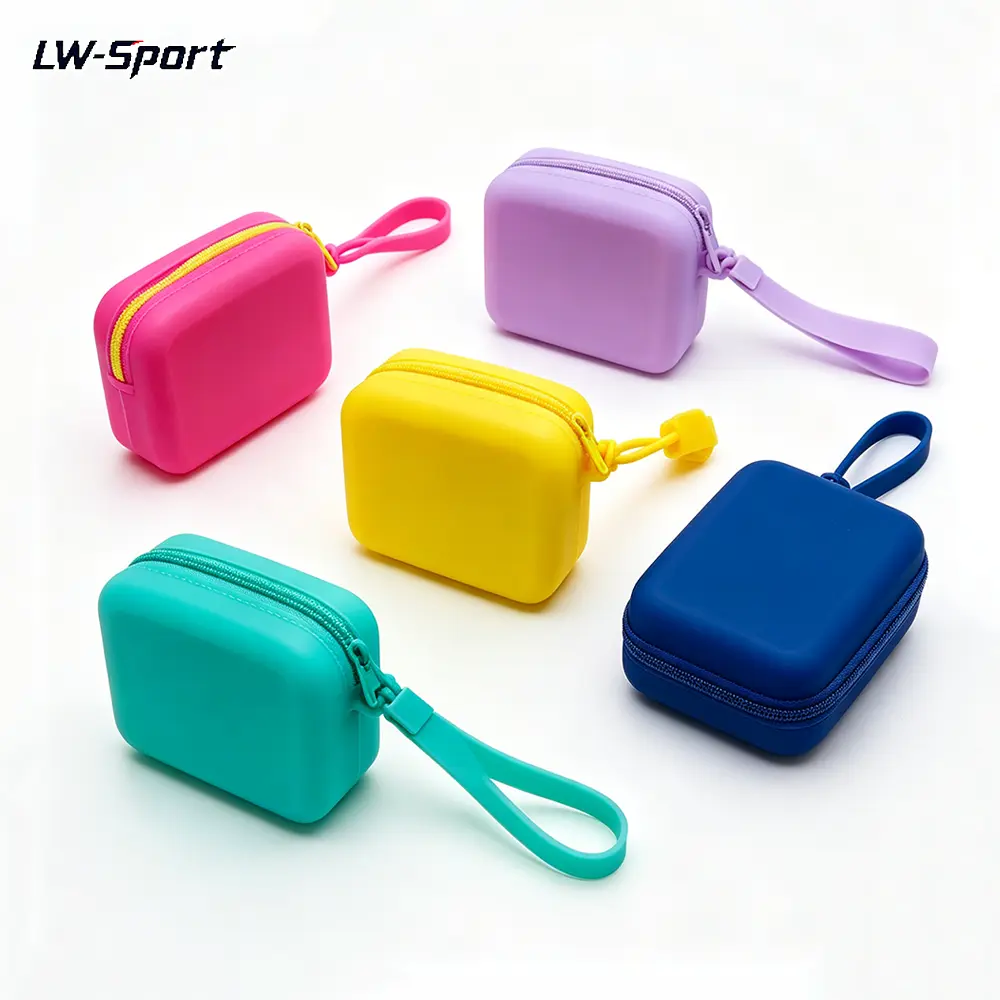 2Pcs Mini Silicone Zipper Pouch, Waterproof Reusable Small Coin Purse Earbud Carrying Case, Compact Travel Organizer Bag for Coins Jewelry Lipstick Daily Outdoor Use