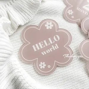 Acrylic Baby Milestone Disc, Newborn Photo Props Set, Baby Shower Gift, Baptism Decoration, Customizable Birth Announcement, Kawaii Style