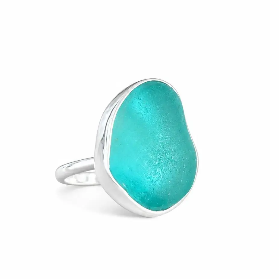 Rare Aqua Sea Glass Ring