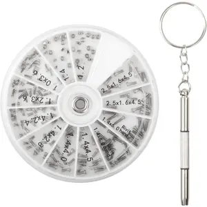 120 count Eyeglass Repair Kit,Eye Glass Repairing Tool with  Screws, Nuts, Universal Screwdrivers, Precision Tool for Repairing Eye Glass, Sunglass, , Watch
