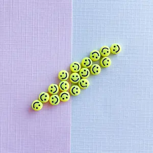 7mm Neon Acrylic Smiley Bead - 20 Pack