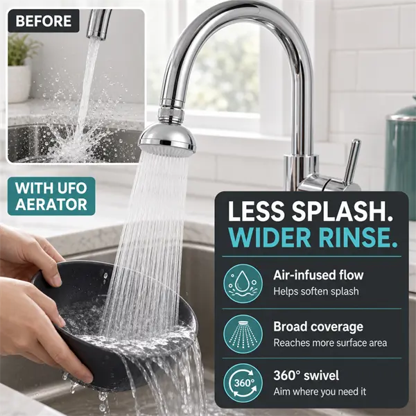 360° Swivel Faucet Aerator & Sink Sprayer Attachment, Anti-Splash Faucet Extender with Wide Rinse Coverage, Interchangeable Spray Plates, 5 Adapters, Faucet Converter & Mini Wrench, Fits Most Standard Kitchen & Bathroom Faucets